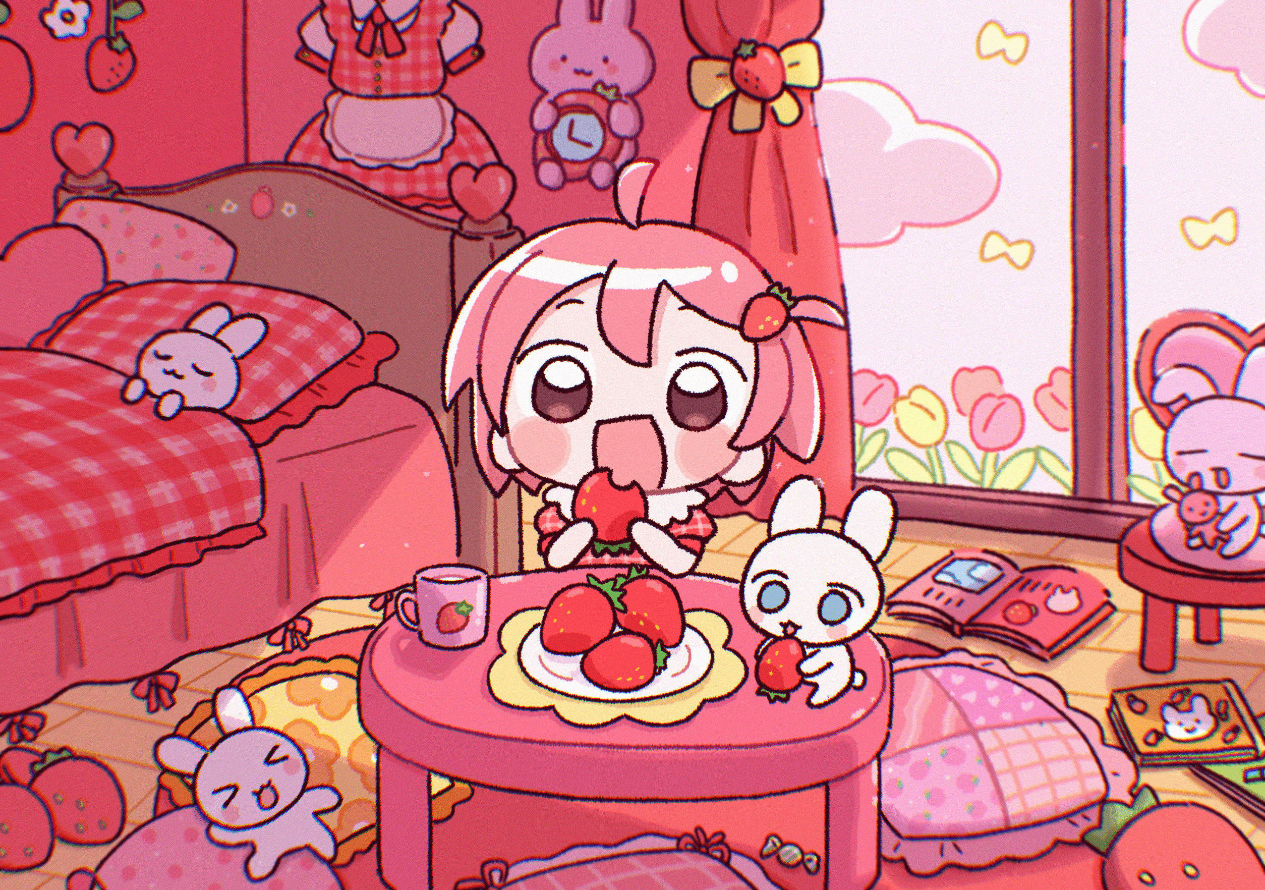 いちごちゃん - 犬プールのイラスト | Charaforio(キャラフォリオ)