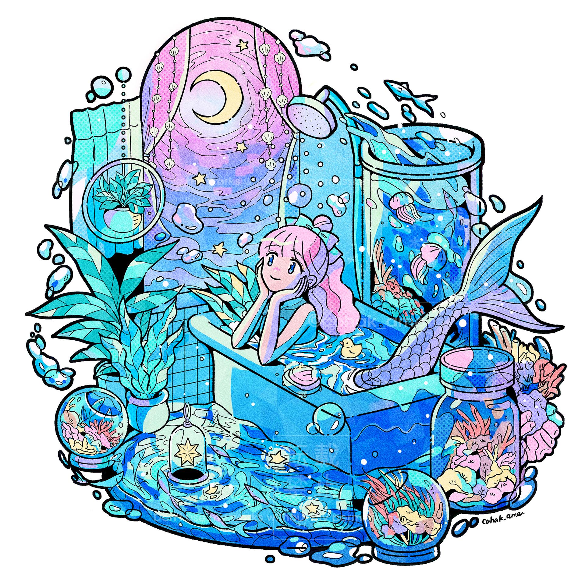 人魚の月光浴🛁🚿🌙🐠🧜‍♀️